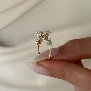 2.0 CT Radiant Cut Moissanite Cluster Style Engagement Ring