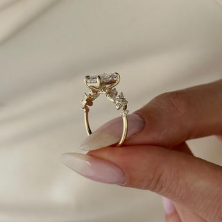 2.0 CT Radiant Cut Moissanite Cluster Style Engagement Ring