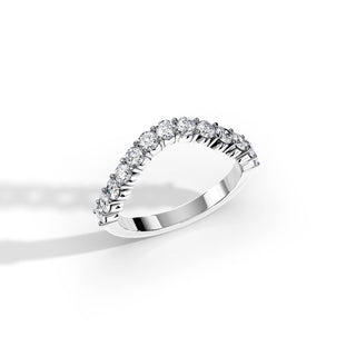 0.8 TCW Round Moissanite Curved Wedding Band