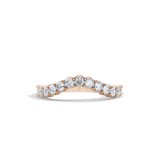 0.8 TCW Round Moissanite Curved Wedding Band