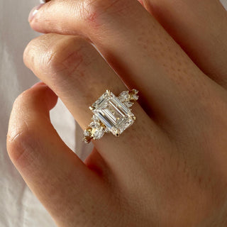 2.0 CT Emerald Cut Moissanite Vintage Style Engagement Ring