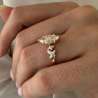 2.0 CT Marquise Cut Moissanite Cluster Style Engagement Ring