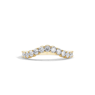0.8 TCW Round Moissanite Curved Wedding Band