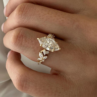 2.0 CT Marquise Cut Moissanite Cluster Style Engagement Ring