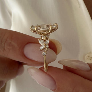 2.0 CT Marquise Cut Moissanite Cluster Style Engagement Ring