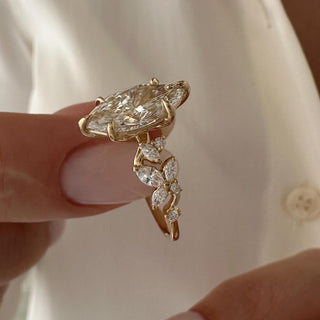 2.0 CT Marquise Cut Moissanite Cluster Style Engagement Ring