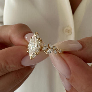 2.0 CT Marquise Cut Moissanite Cluster Style Engagement Ring