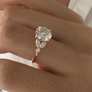 2.0 CT Round Brilliant Cut Moissanite Cluster Style Engagement Ring