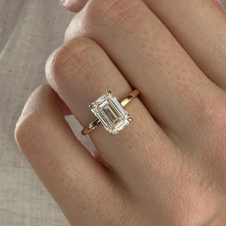 2.0 CT Emerald Cut Moissanite Solitaire Style Engagement Ring