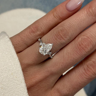 2.0 CT Pear Cut Moissanite Cluster Style Engagement Ring