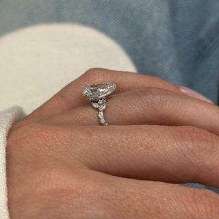2.0 CT Pear Cut Moissanite Cluster Style Engagement Ring