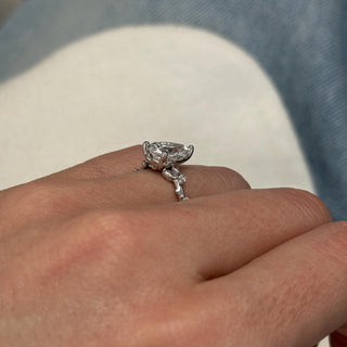 2.0 CT Pear Cut Moissanite Cluster Style Engagement Ring