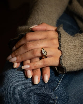 Pear cut lab grown diamond unique engagement ring with elegant design