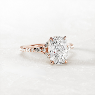 2.0 CT Elongated Cushion Cut Moissanite Pave Style Engagement Ring