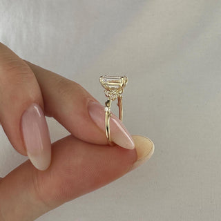 1.5 CT Emerald Cut Moissanite Cluster Style Engagement Ring