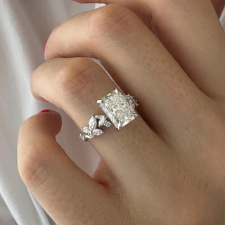2.0 CT Radiant Cut Moissanite Cluster Style Engagement Ring