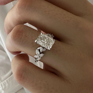 2.0 CT Radiant Cut Moissanite Cluster Style Engagement Ring