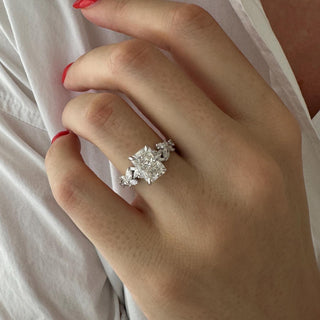 2.0 CT Radiant Cut Moissanite Cluster Style Engagement Ring