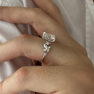 2.0 CT Radiant Cut Moissanite Cluster Style Engagement Ring