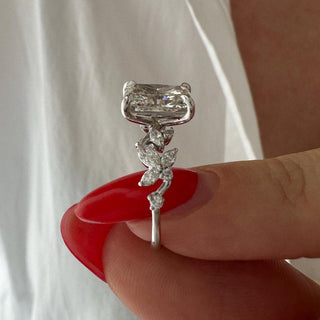 2.0 CT Radiant Cut Moissanite Cluster Style Engagement Ring