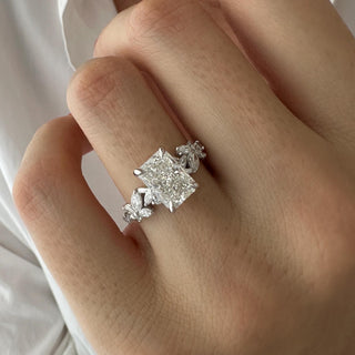 2.0 CT Radiant Cut Moissanite Cluster Style Engagement Ring