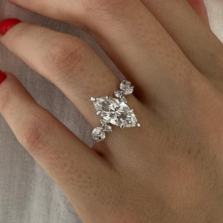 2.0 CT Marquise Cut Moissanite Cluster Style Engagement Ring