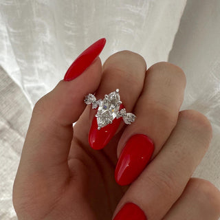 2.0 CT Marquise Cut Moissanite Cluster Style Engagement Ring