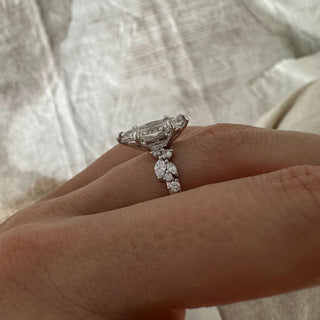 2.0 CT Marquise Cut Moissanite Cluster Style Engagement Ring