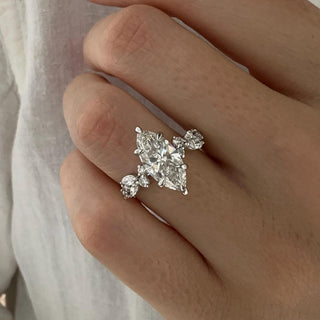 2.0 CT Marquise Cut Moissanite Cluster Style Engagement Ring