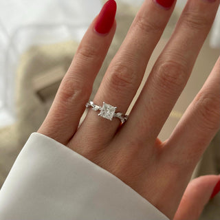 1.20 CT Princess Cut Moissanite Cluster Style Engagement Ring