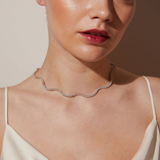 Round Cut Moissanite Diamond Tennis Necklace