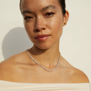 Round Cut Moissanite Diamond Tennis Necklace