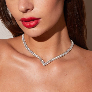 Round Cut Moissanite Diamond Tennis Necklace