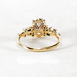 2.0 CT Oval Cut Moissanite Cluster Style Engagement Ring