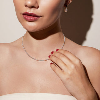 Round Cut Moissanite Diamond Tennis Necklace