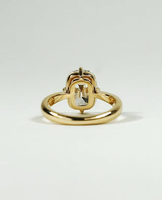 Elongated cushion cut lab grown diamond solitaire engagement ring in white gold setting