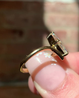 Marquise cut lab grown diamond unique engagement ring in white gold setting