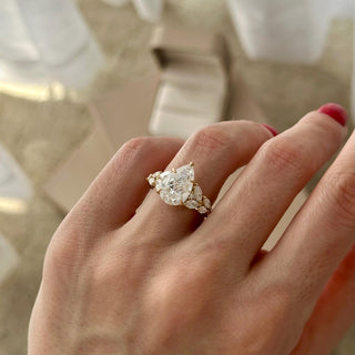 4.0 CT Pear Cut Moissanite Cluster Style Engagement Ring