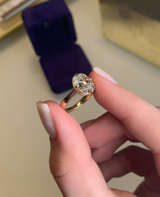 Elongated cushion cut lab grown diamond solitaire engagement ring in white gold setting