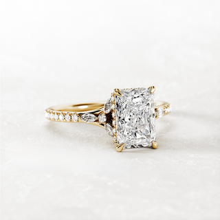2.5 CT Radiant Cut Moissanite Pave & Hidden Halo Style Engagement Ring