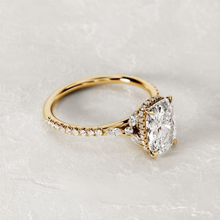 2.0 CT Elongated Cushion Cut Moissanite Pave Style Engagement Ring