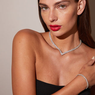 Round Cut Moissanite Diamond Tennis Necklace