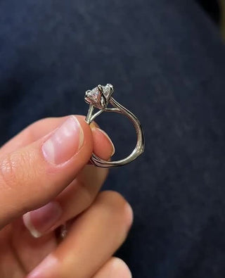 Marquise cut lab grown diamond solitaire engagement ring in white gold setting