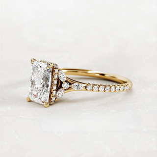 2.5 CT Radiant Cut Moissanite Pave & Hidden Halo Style Engagement Ring