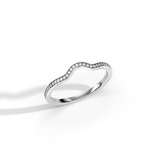 0.10 TCW Round Moissanite Waved Wedding Band