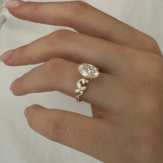 1.5 CT Oval Cut Moissanite Cluster Style Engagement Ring