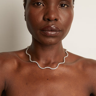 Round Cut Moissanite Diamond Tennis Necklace