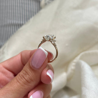 3.0 CT Pear Cut Moissanite Cluster Engagement Ring
