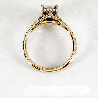 2.5 CT Radiant Cut Moissanite Pave & Hidden Halo Style Engagement Ring