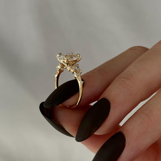 2.0 CT Oval Cut Moissanite Cluster Style Engagement Ring